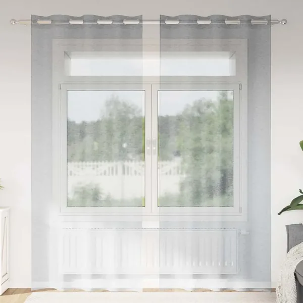 Rideau en Voile 2 pcs Gris foncé 225 x 140 cm Polyester