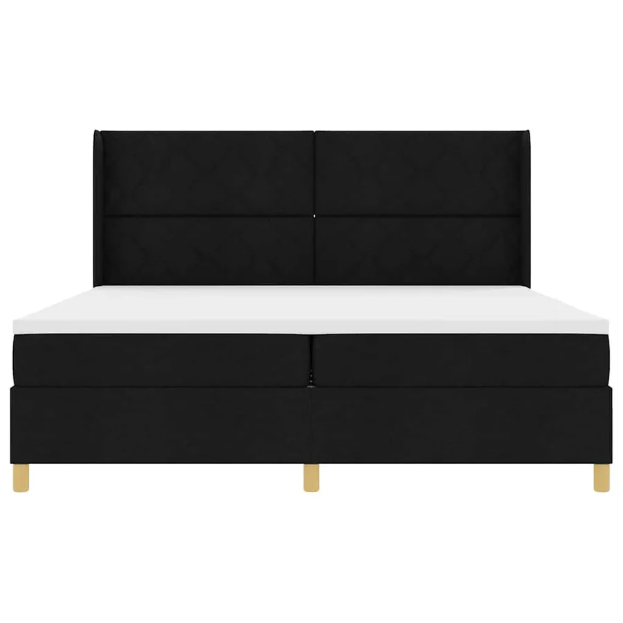 Lit à ressorts avec tête de lit Noir 200 x 200 cm tissu - 6