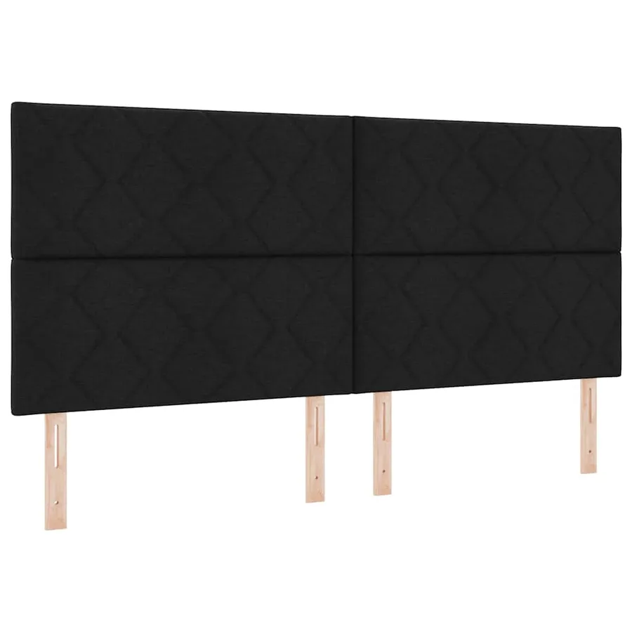 Lit à ressorts avec matelas Noir 200 x 200 cm tissu - 4