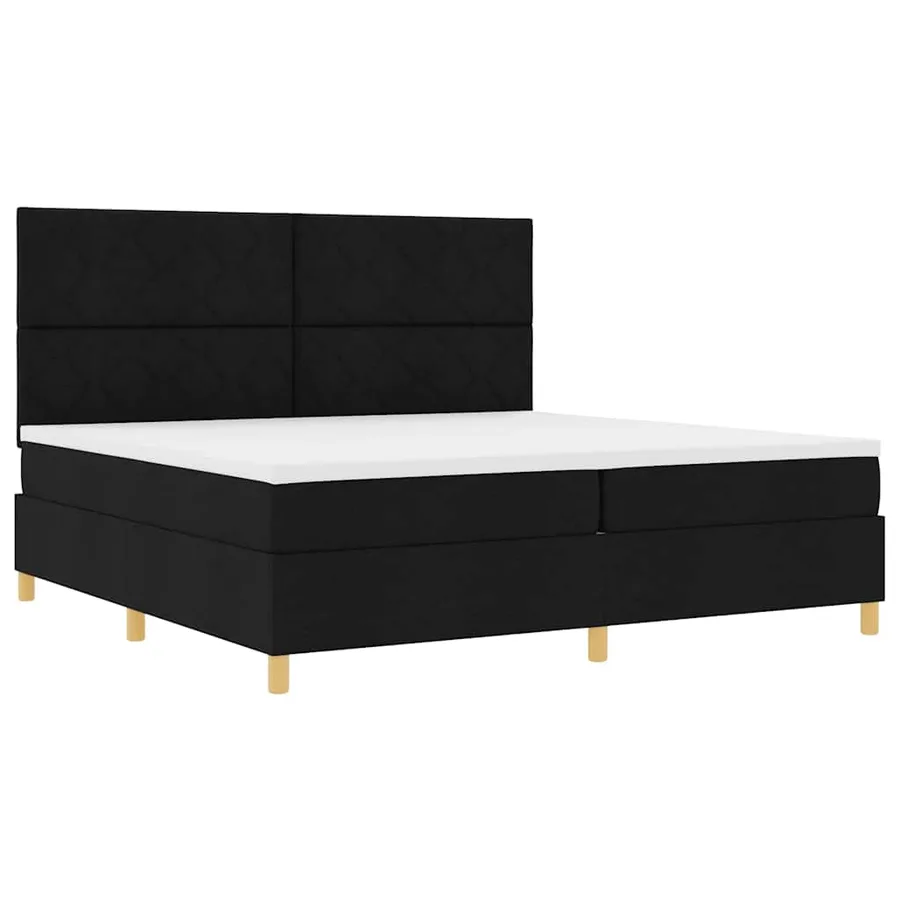 Lit à ressorts avec matelas Noir 200 x 200 cm tissu - 5