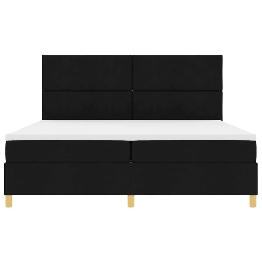 Lit à ressorts avec matelas Noir 200 x 200 cm tissu - 7