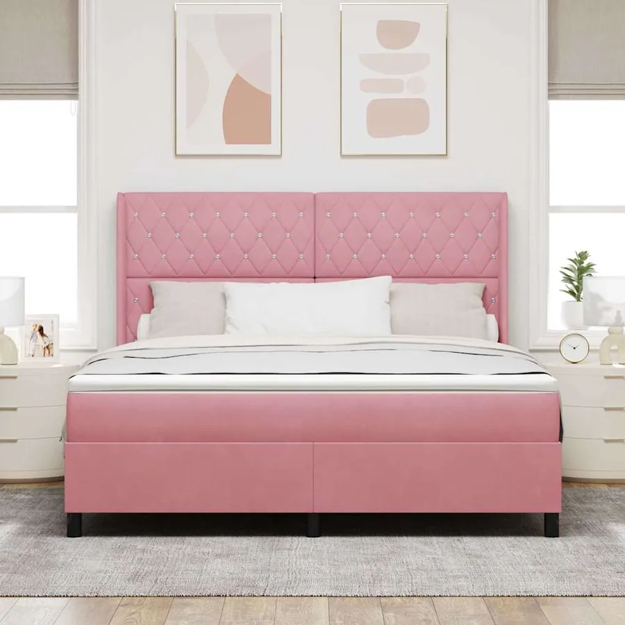 Lit à ressorts avec matelas Rose 180 x 200 cm Velours