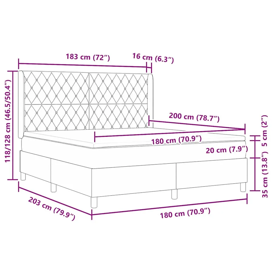 Lit à ressorts avec matelas Rose 180 x 200 cm Velours - 11