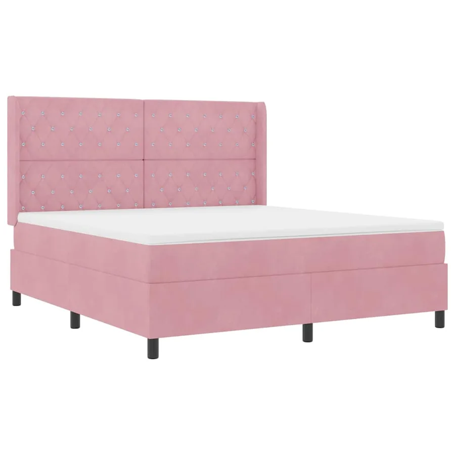 Lit à ressorts avec matelas Rose 180 x 200 cm Velours - 3