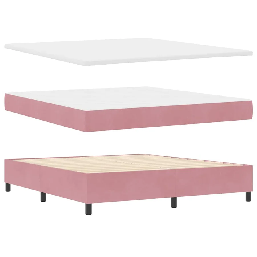 Lit à ressorts avec matelas Rose 180 x 200 cm Velours - 4