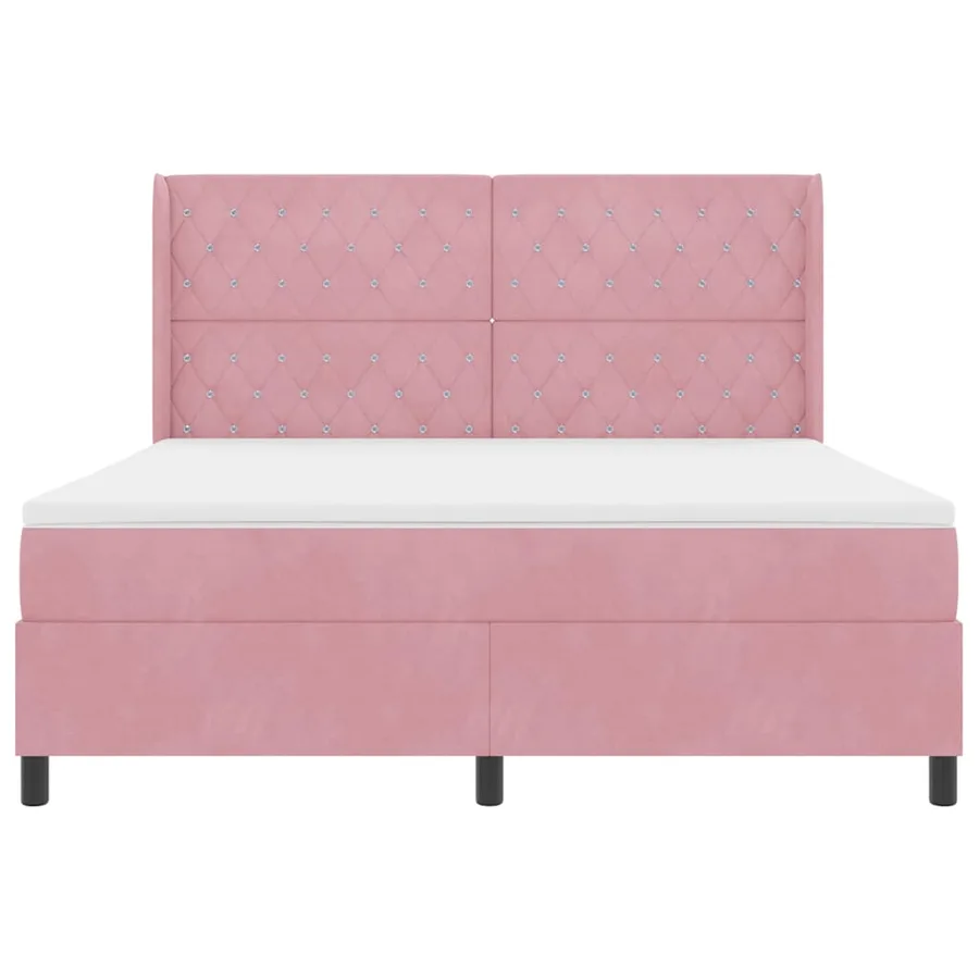 Lit à ressorts avec matelas Rose 180 x 200 cm Velours - 6