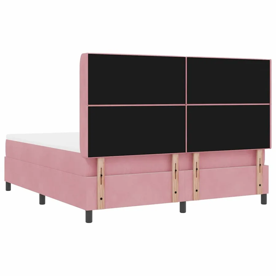 Lit à ressorts avec matelas avec LED Rose 180 x 200 cm Velours - 10