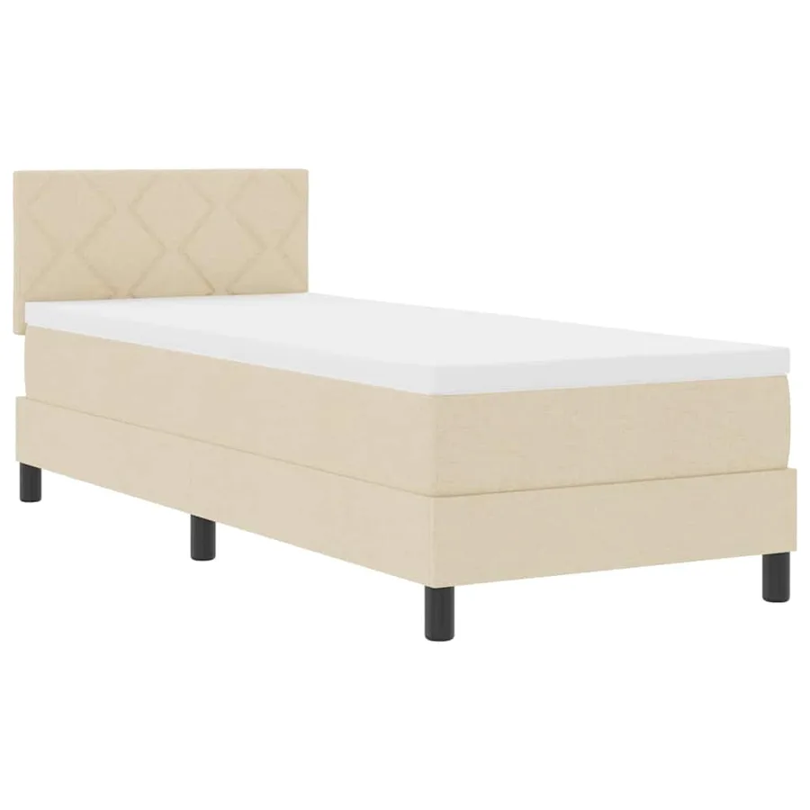 Lit à ressorts avec tête de lit Crème 80 x 200 cm tissu - 4