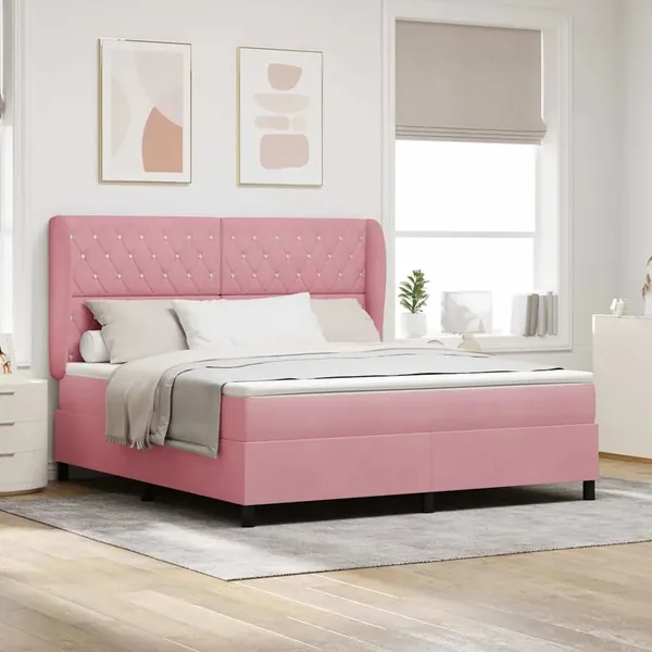 Lit à ressorts avec matelas Rose 200 x 180 cm Velours