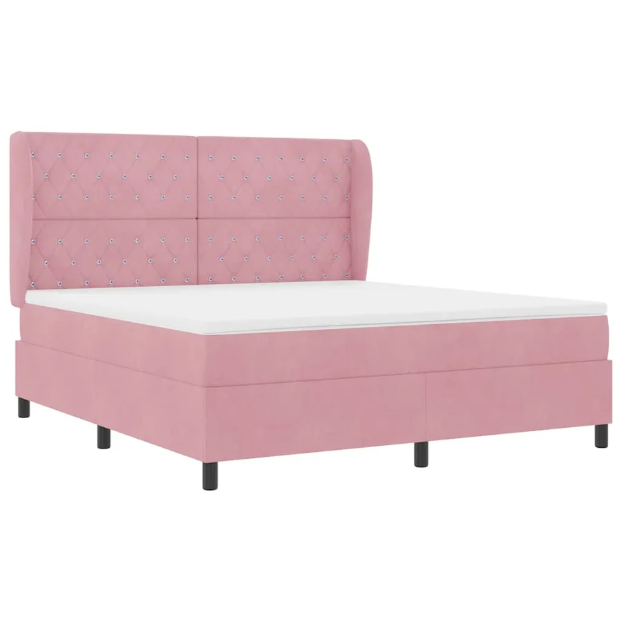 Lit à ressorts avec matelas Rose 200 x 180 cm Velours - 4