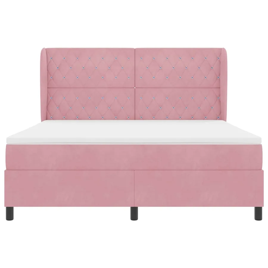 Lit à ressorts avec matelas Rose 200 x 180 cm Velours - 7