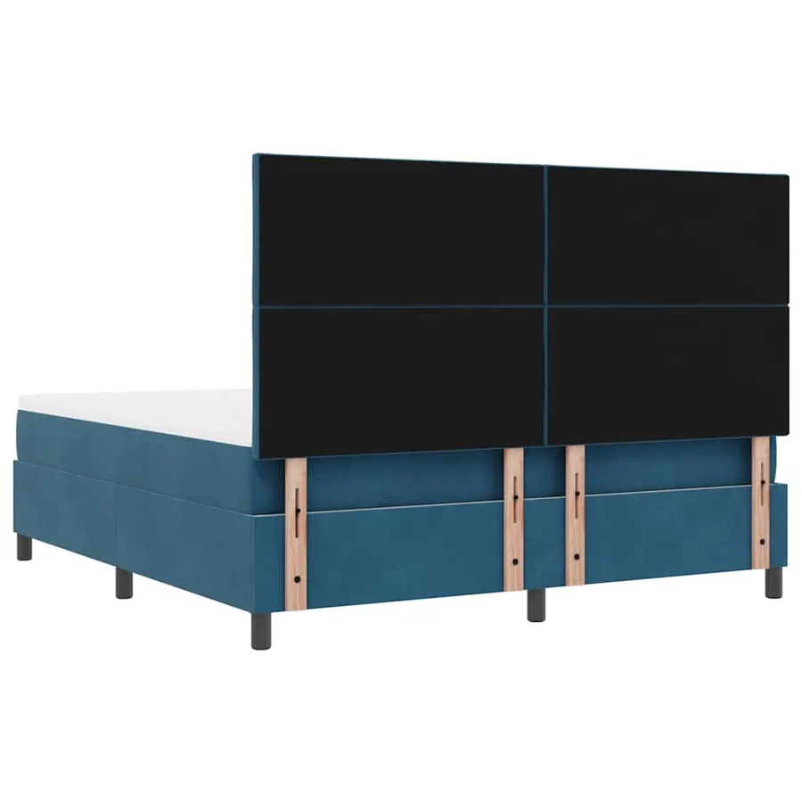 Lit à ressorts avec tête de lit Bleu foncé 200 x 180 cm Velours - 8