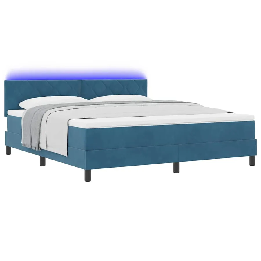 Lit à ressort LED Bleu foncé 180 x 200 cm Velours - 3