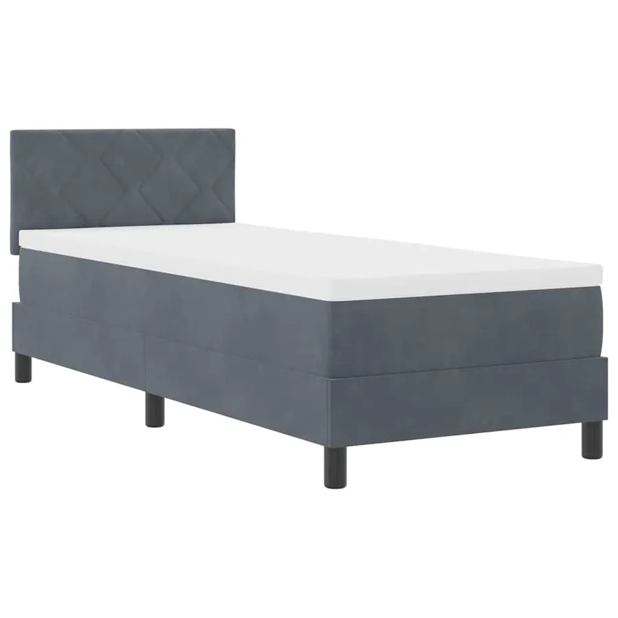 Lit à ressort LED Gris foncé 80 x 200 cm Velours - 2