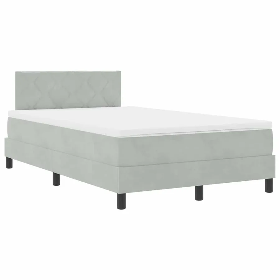 Lit à ressort LED Gris clair 120 x 190 cm Velours - 2