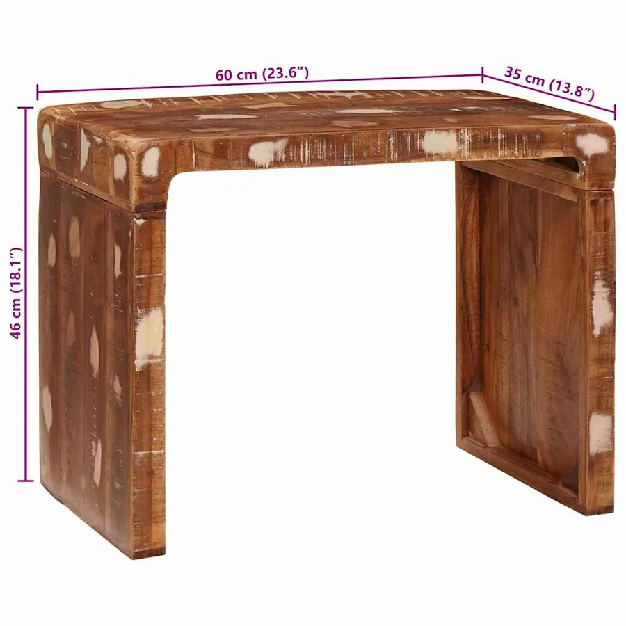 Table d'appoint Marron 60 x 35 x 46 cm Bois Recyclé Solide - 10