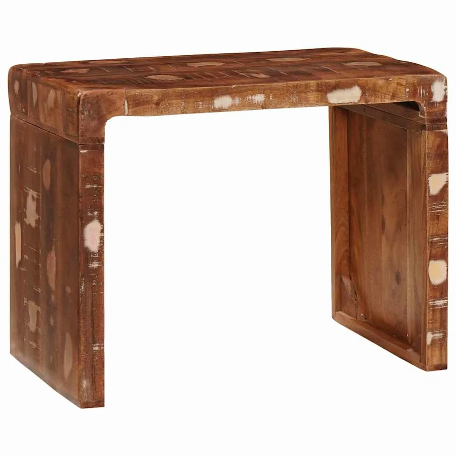 Table d'appoint Marron 60 x 35 x 46 cm Bois Recyclé Solide - 2