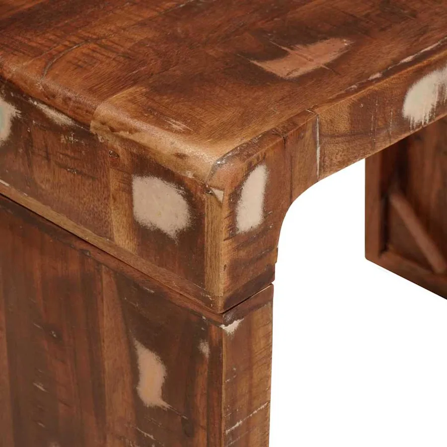Table d'appoint Marron 60 x 35 x 46 cm Bois Recyclé Solide - 7