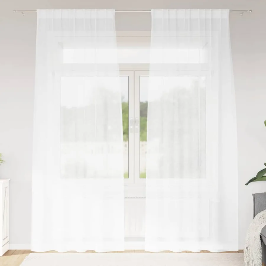 Rideau en Voile 2 pcs Blanc 245 x 140 cm Polyester