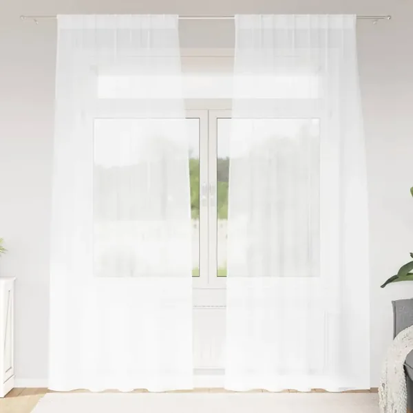 Rideau en Voile 2 pcs Blanc 245 x 140 cm Polyester