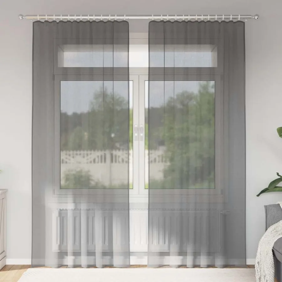 Rideaux en voile à œillets 2 pcs gris foncé