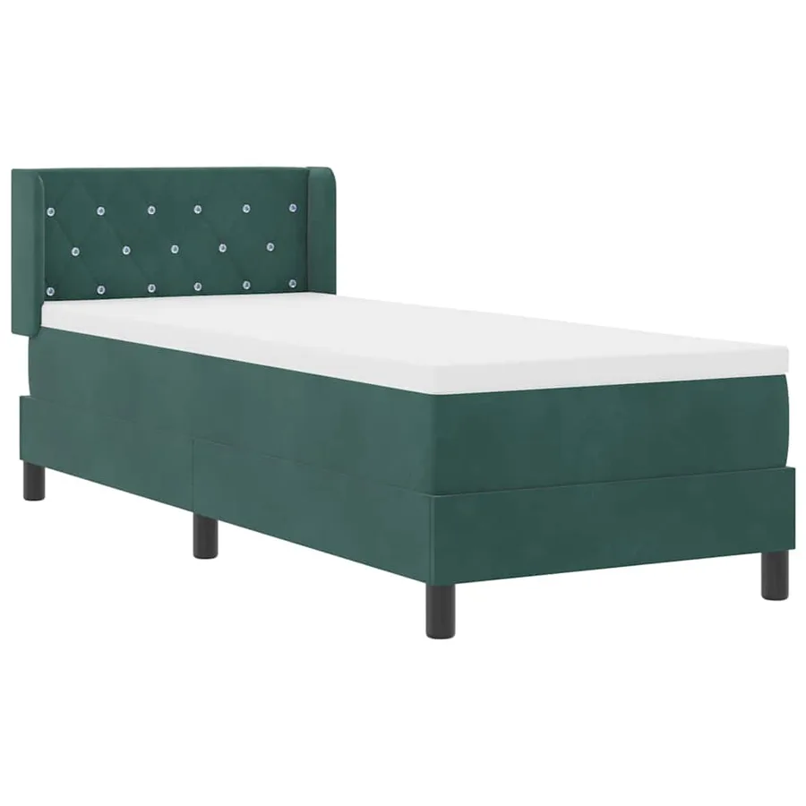 Lit à ressorts avec tête de lit Vert foncé 200 x 80 cm Velours - 6