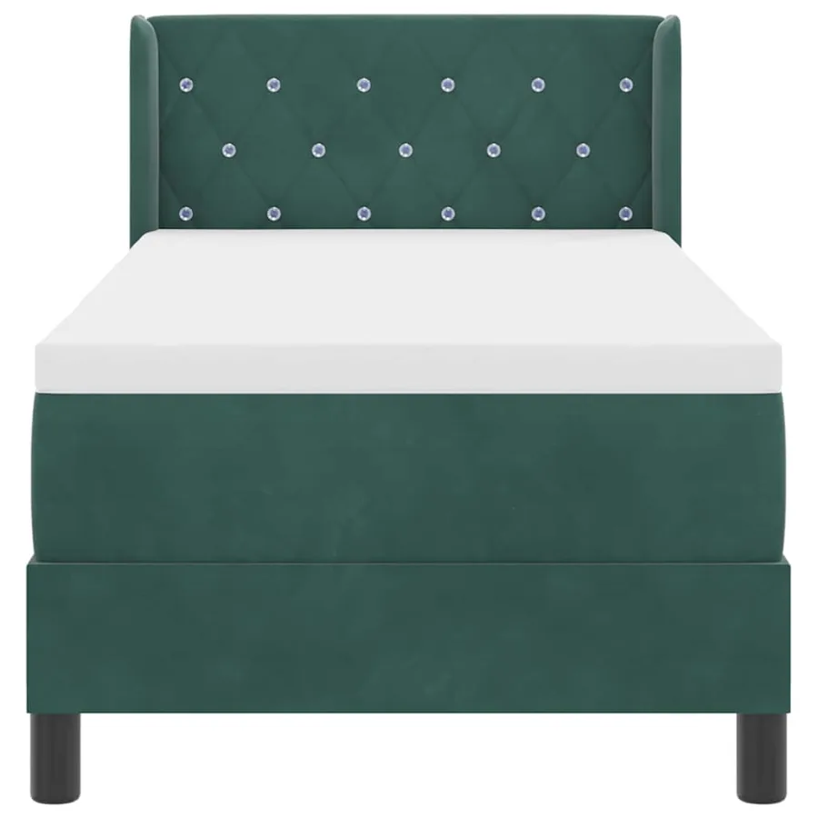 Lit à ressorts avec tête de lit Vert foncé 200 x 80 cm Velours - 7