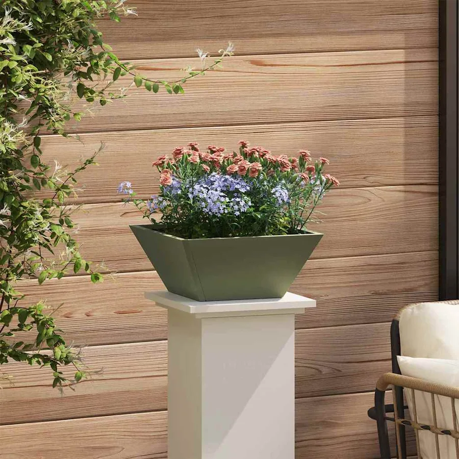 Cache-pot de jardin Vert olive 35 x 35 x 15 cm - 4