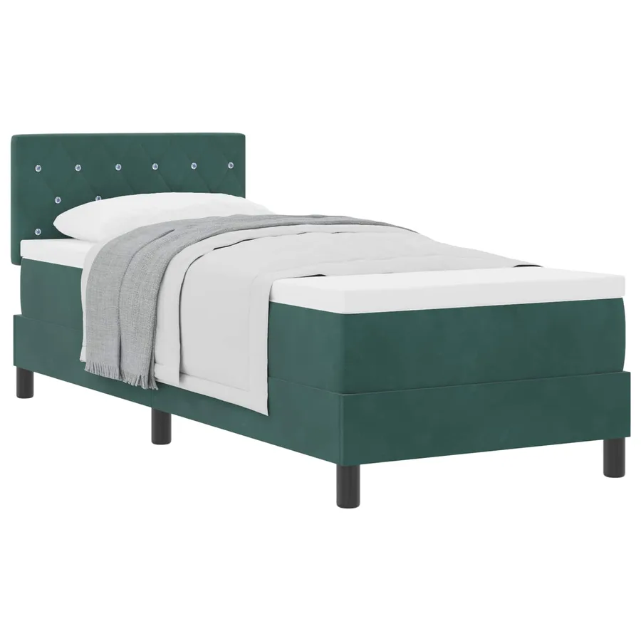 Lit à ressorts avec matelas Vert foncé 80 x 200 cm Velours - 2