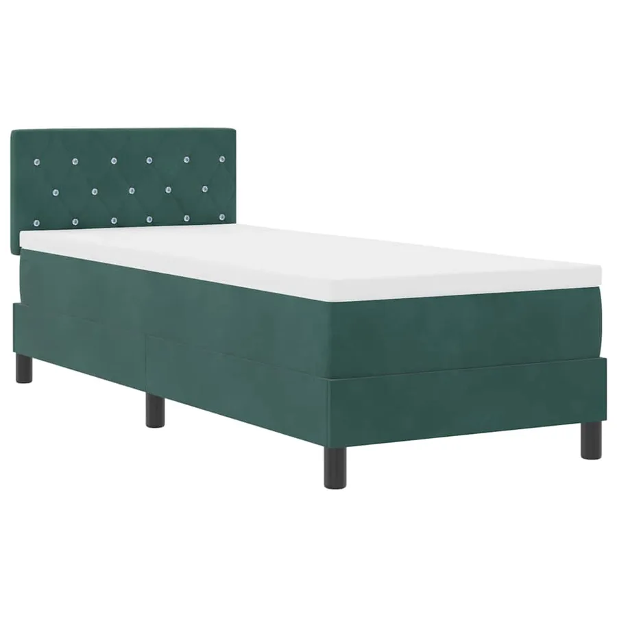 Lit à ressorts avec matelas Vert foncé 80 x 200 cm Velours - 4