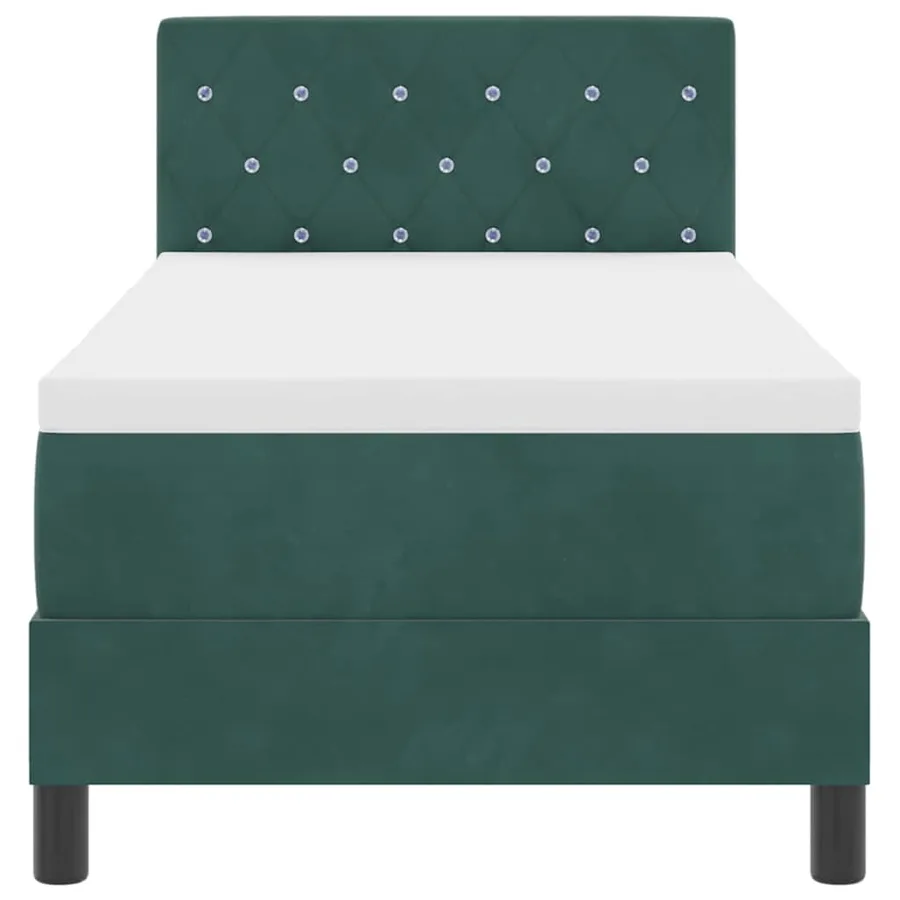 Lit à ressorts avec matelas Vert foncé 80 x 200 cm Velours - 7