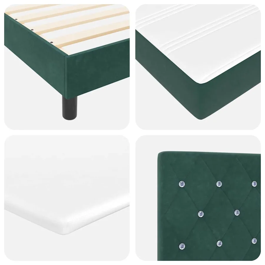 Lit à ressorts avec matelas Vert foncé 80 x 200 cm Velours - 8