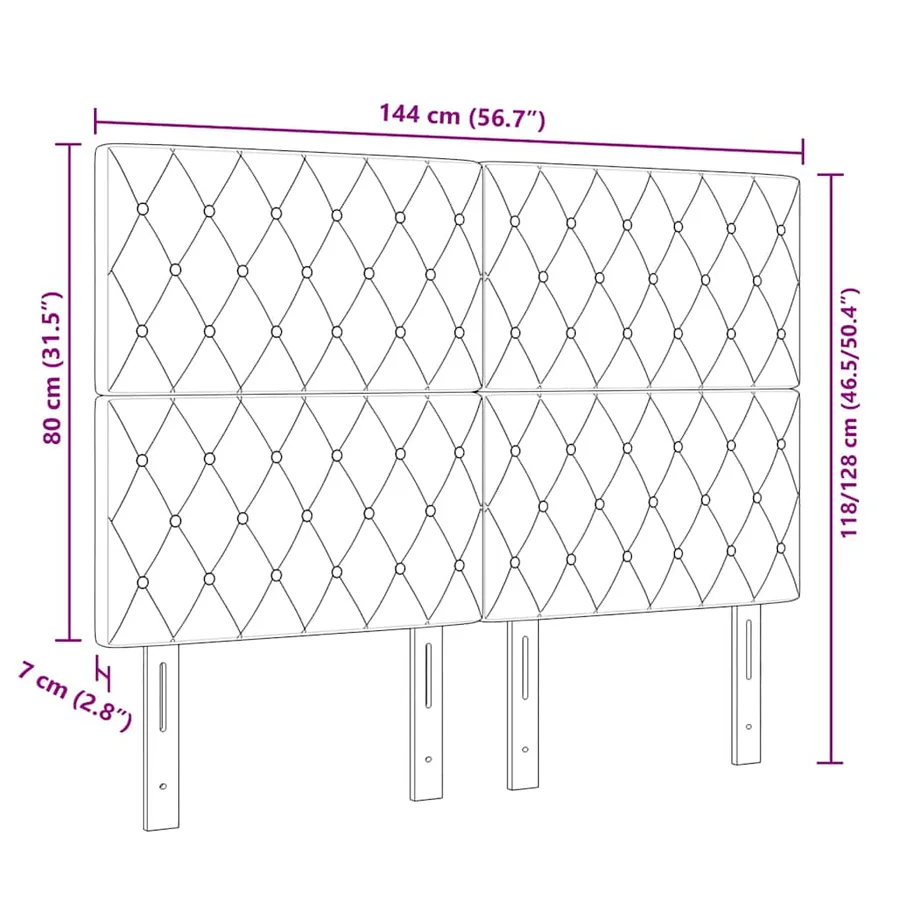 Tête de lit Gris clair 144 cm Velours - 9