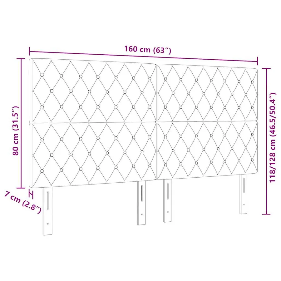 Tête de lit Gris clair 160 cm Velours - 9