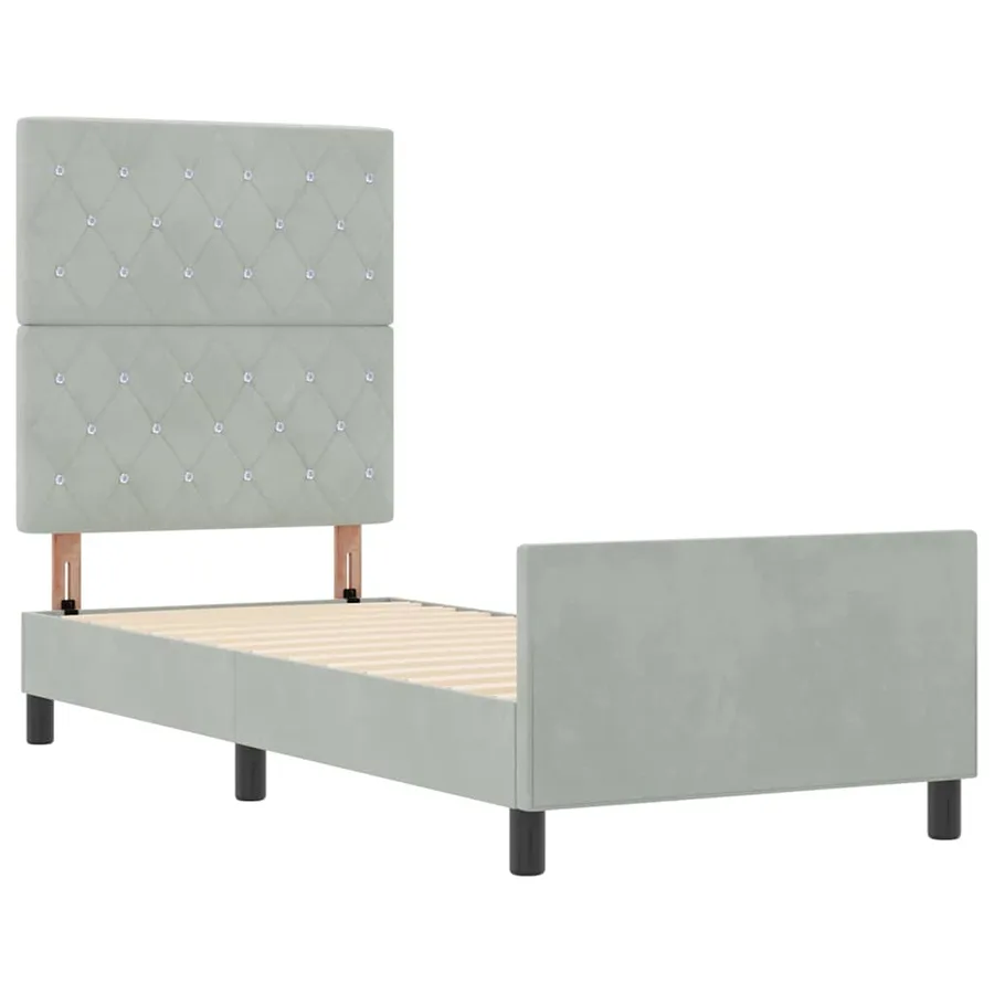 Lit à ressorts avec tête de lit Gris clair 80 x 200 cm Velours - 5