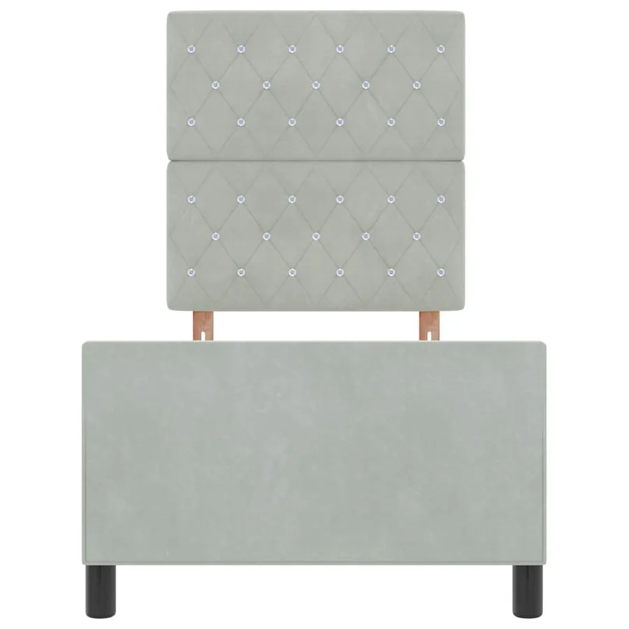 Lit à ressorts avec tête de lit Gris clair 80 x 200 cm Velours - 7