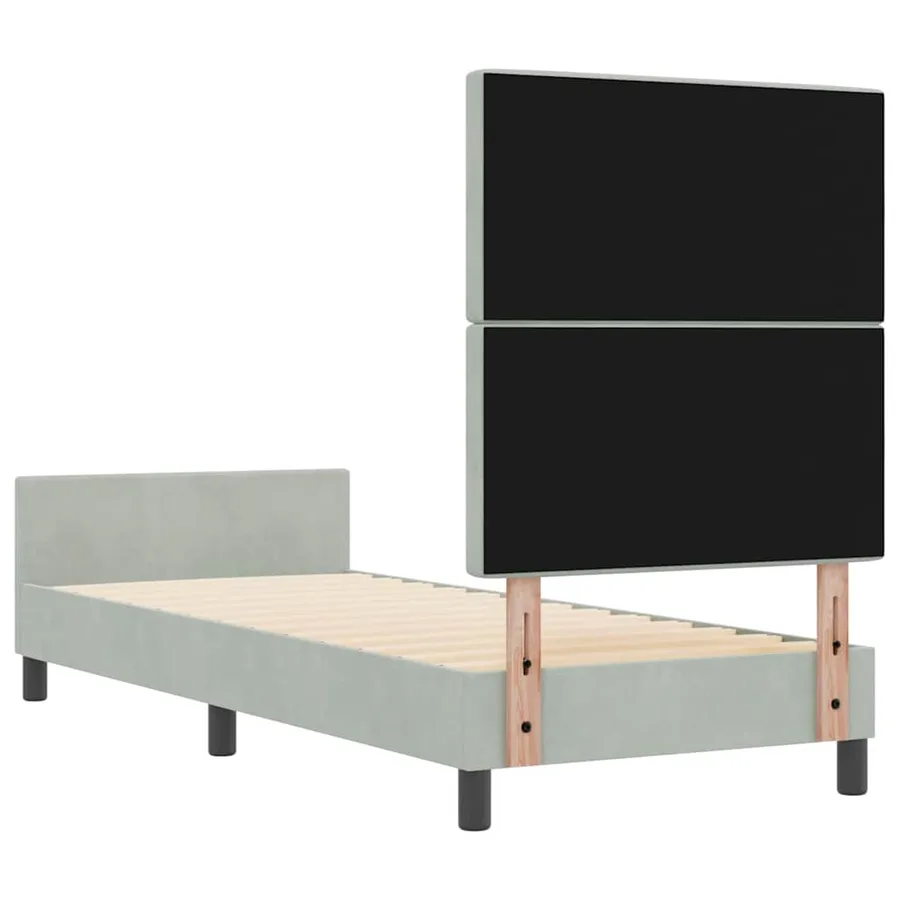 Lit à ressorts avec tête de lit Gris clair 80 x 200 cm Velours - 9