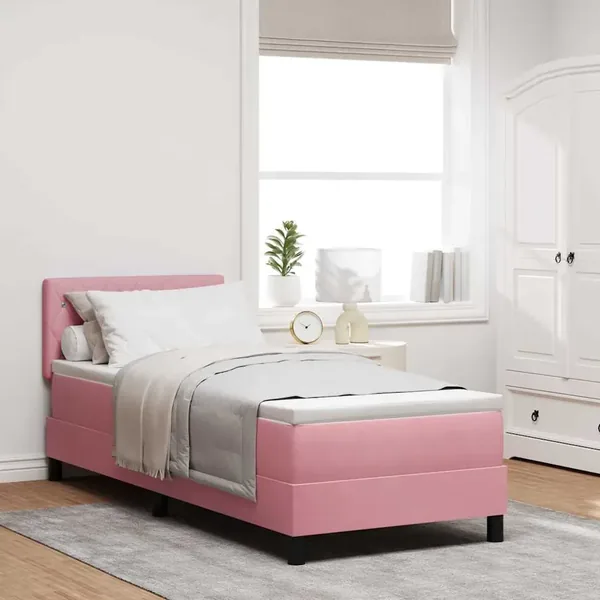 Lit à ressort LED avec matelas Rose 80 x 200 cm Velours