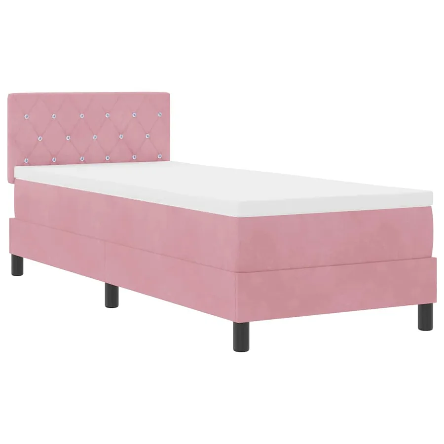 Lit à ressort LED avec matelas Rose 80 x 200 cm Velours - 2