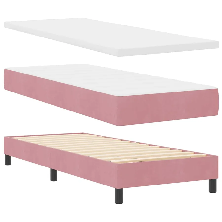 Lit à ressort LED avec matelas Rose 80 x 200 cm Velours - 6