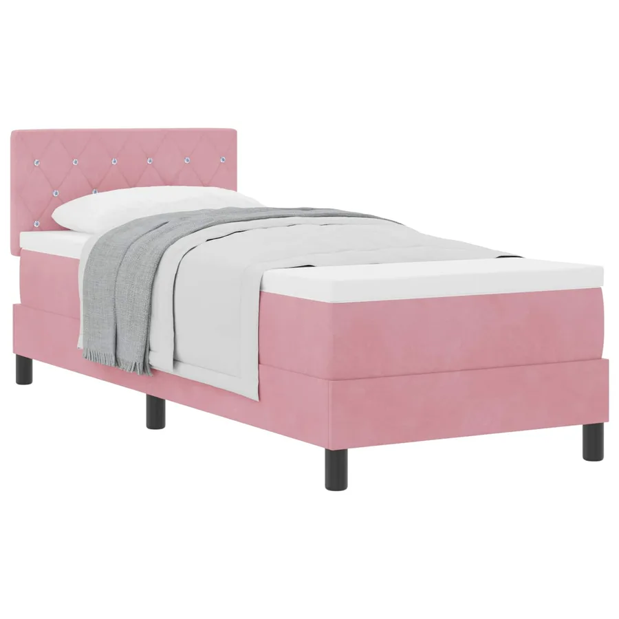 Lit à ressorts avec matelas Rose 80 x 200 cm Velours - 2