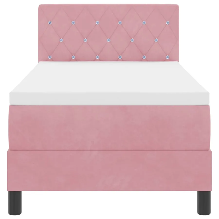 Lit à ressorts avec matelas Rose 80 x 200 cm Velours - 7