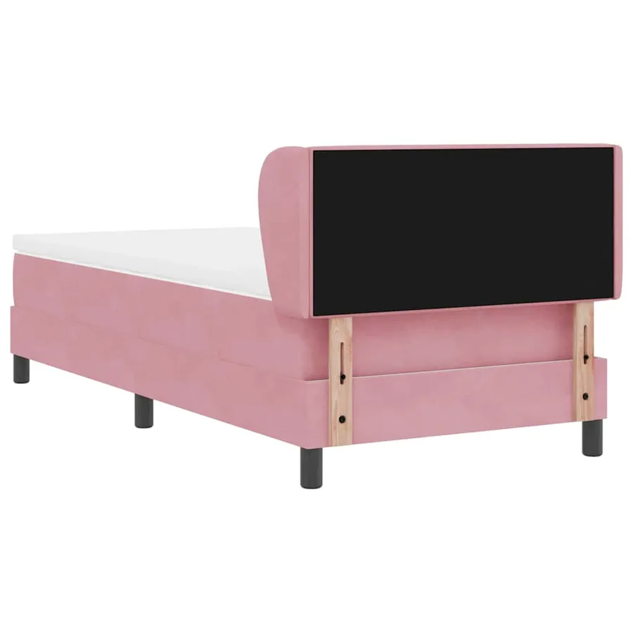 Lit à ressorts avec tête de lit Rose 90 x 190 cm Velours - 9