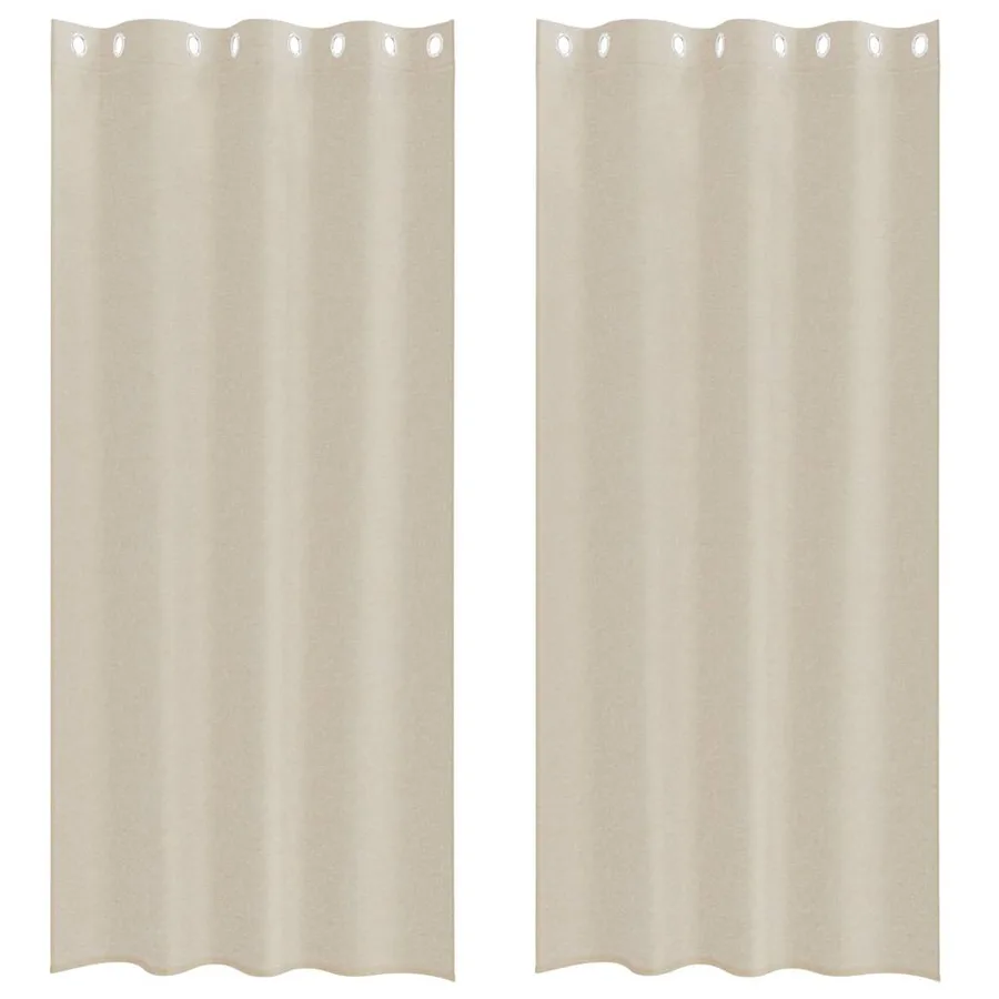 Rideau en Voile 2 pcs Couleur sable 225 x 140 cm Polyester - 2