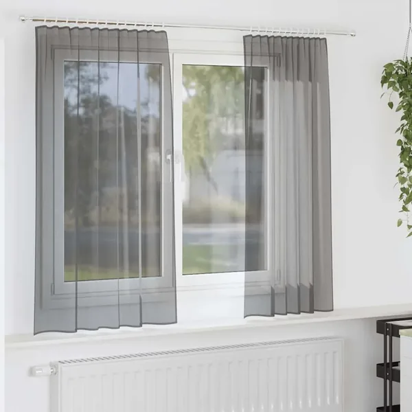 Rideaux en voile à œillets 2 pcs gris foncé