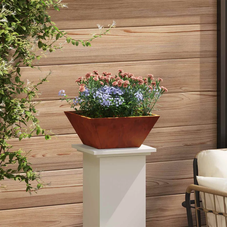 Cache-pot de jardin 5 pc Rouillé 35 x 35 x 15 cm Acier patiné - 4