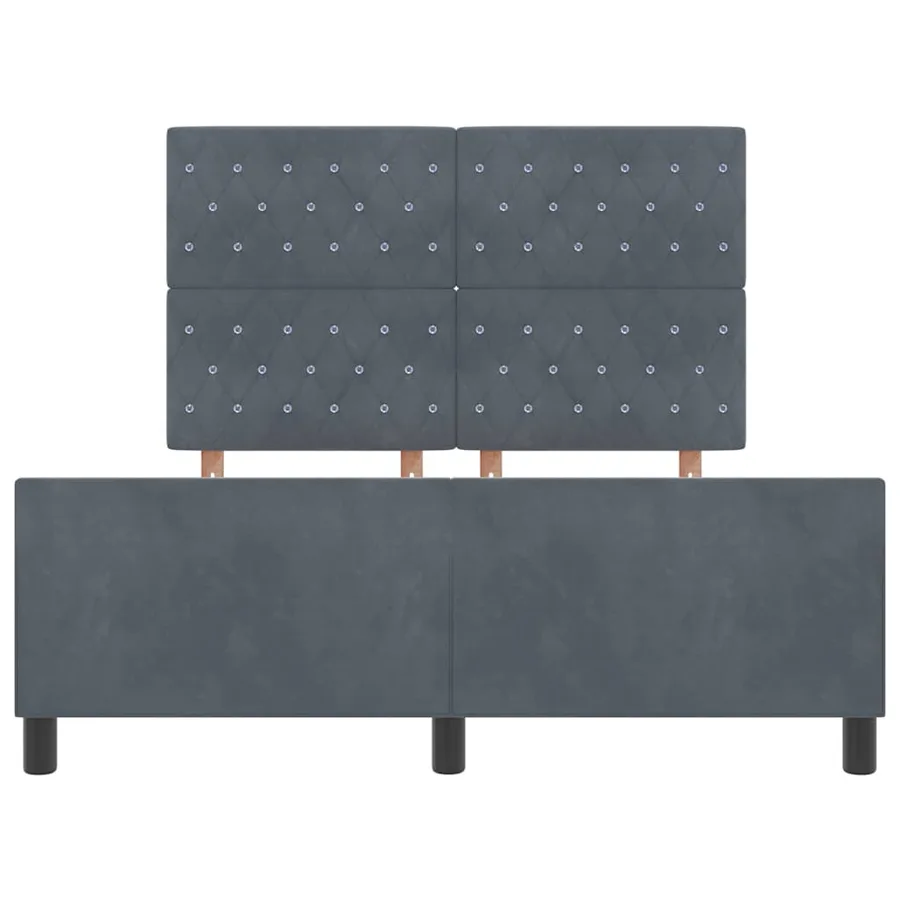 Lit à ressorts avec tête de lit Gris foncé 140 x 200 cm Velours - 7
