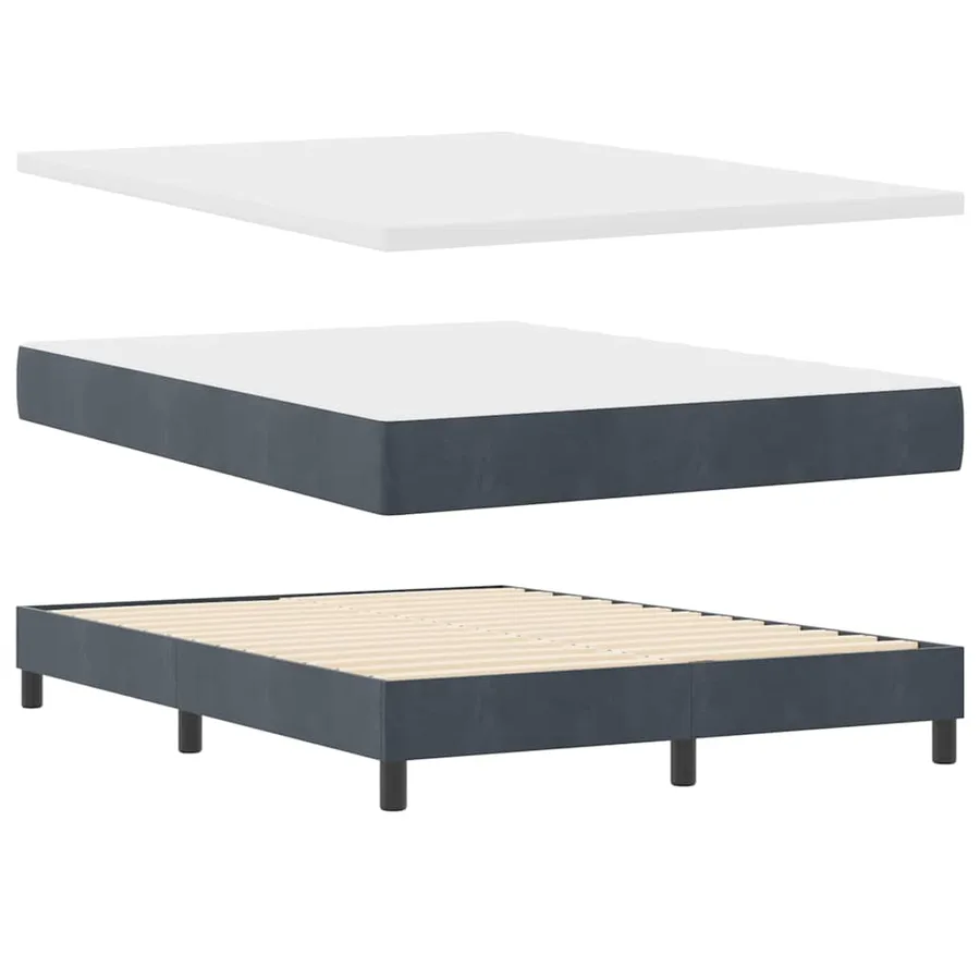 Lit à ressort LED avec matelas Gris foncé 140 x 190 cm Velours - 6