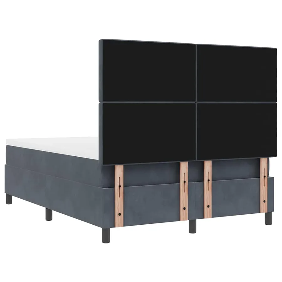Lit à ressort LED avec matelas Gris foncé 140 x 200 cm Velours - 10