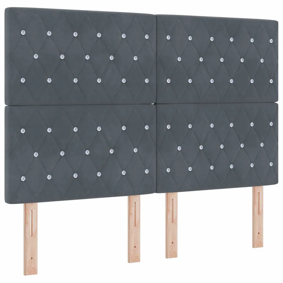 Lit à ressort LED avec matelas Gris foncé 140 x 200 cm Velours - 2